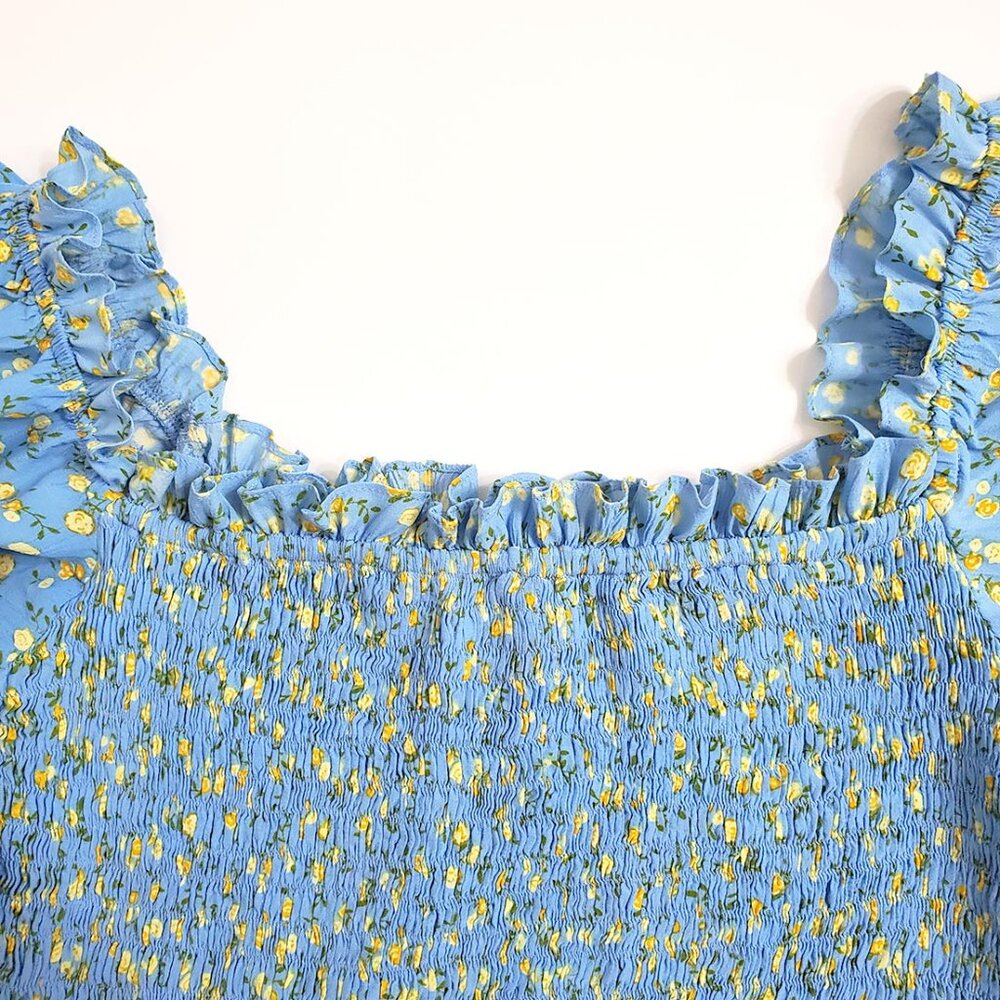 FAITHFULL THE BRAND CHARLOTTE SMOCKED MINI DRESS SIZE 6 - Picture 11 of 14